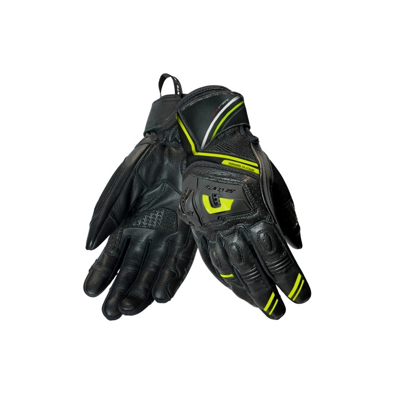 Mănuși pentru motociclete Seventy Degrees SD-N30 Mugello Negru-Galben Fluo