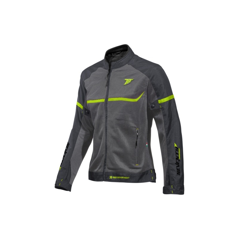 Geacă de motocicletă pentru femei SEVENTY DEGREES SD-JR30.2 Mojave Gri-Galben Fluo