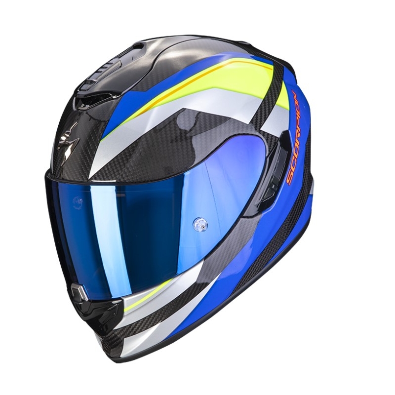 Casca moto integrala Scorpion Exo-1400 Carbon Air Legione albastru-galben fluo - II. calitate