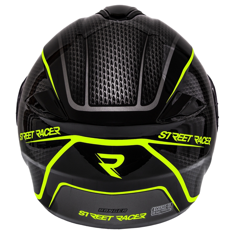Cască de motocicletă flip-up Street Racer Ranger negru-galben fluo - II. calitate