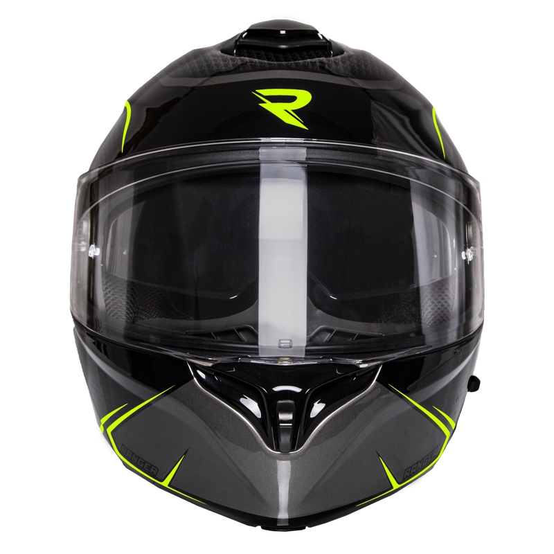 Cască de motocicletă flip-up Street Racer Ranger negru-galben fluo - II. calitate
