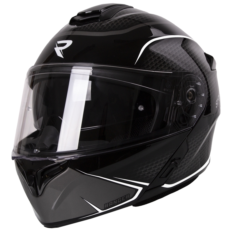 Cască de motocicletă flip-up Street Racer Ranger negru-alb - II. calitate