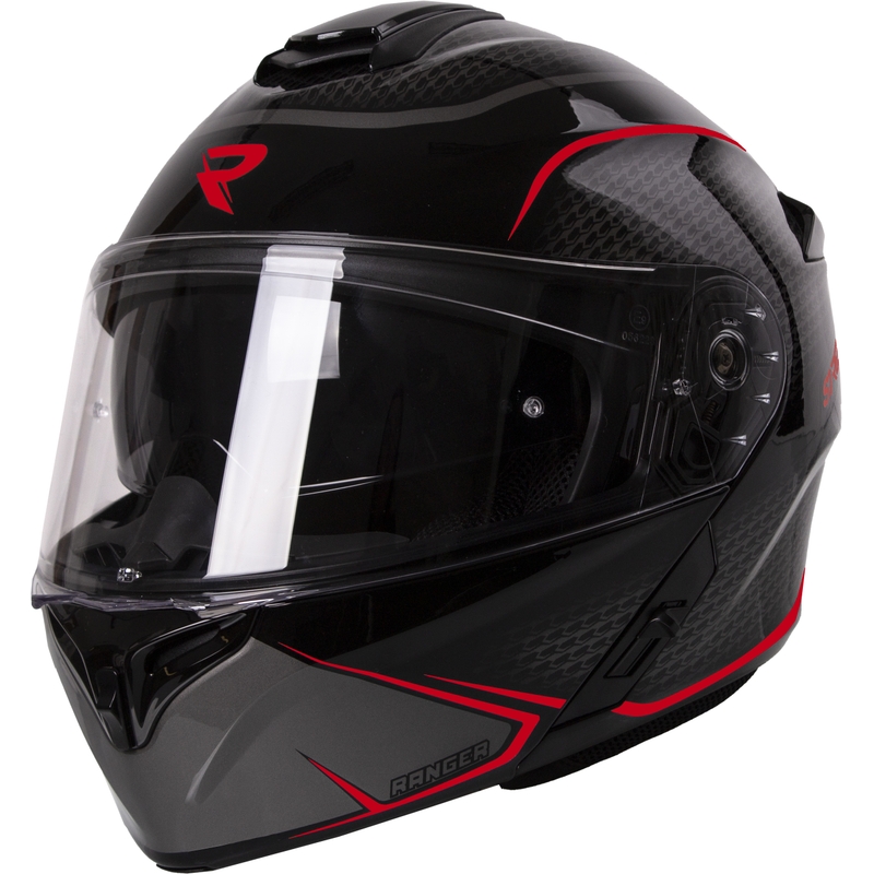 Cască de motocicletă flip-up Street Racer Ranger negru-roșu - II. calitate