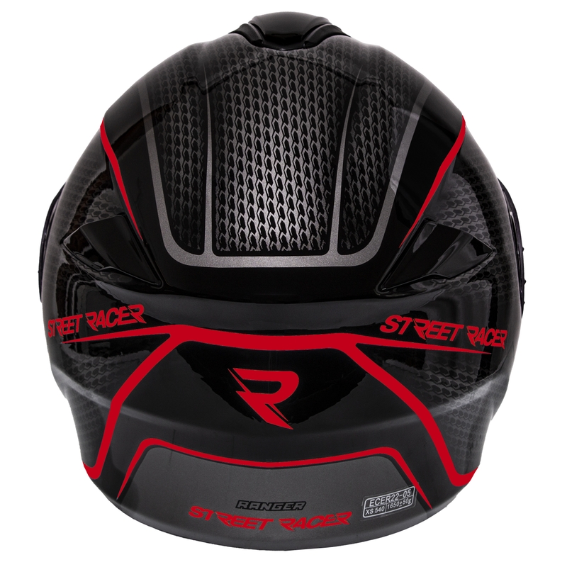 Cască de motocicletă flip-up Street Racer Ranger negru-roșu - II. calitate