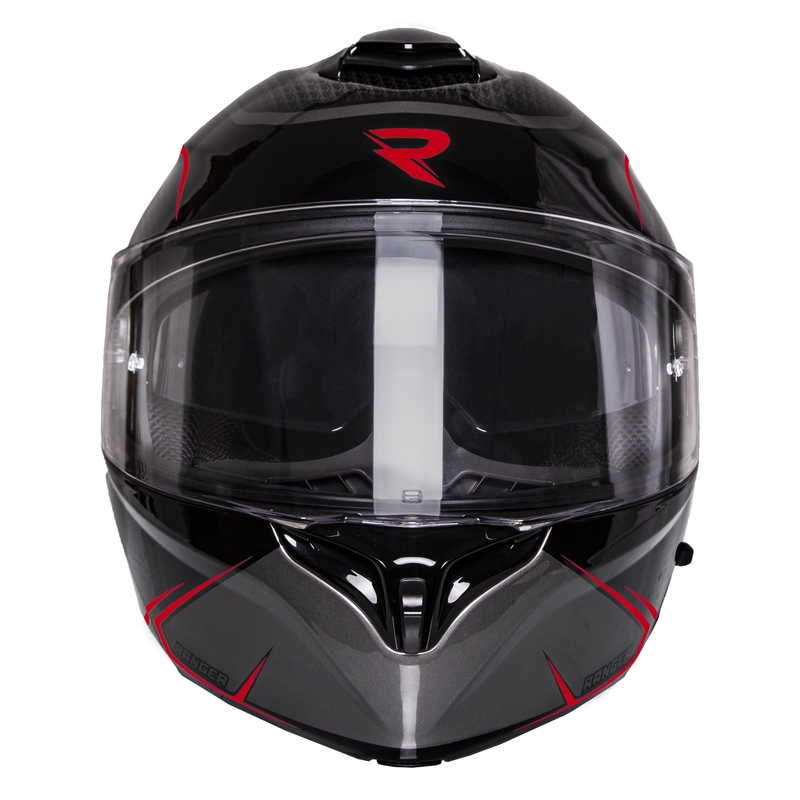 Cască de motocicletă flip-up Street Racer Ranger negru-roșu - II. calitate