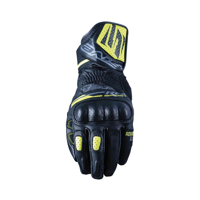 Cinci mănuși pentru motociclete RFX Sport negru-galben fluo
