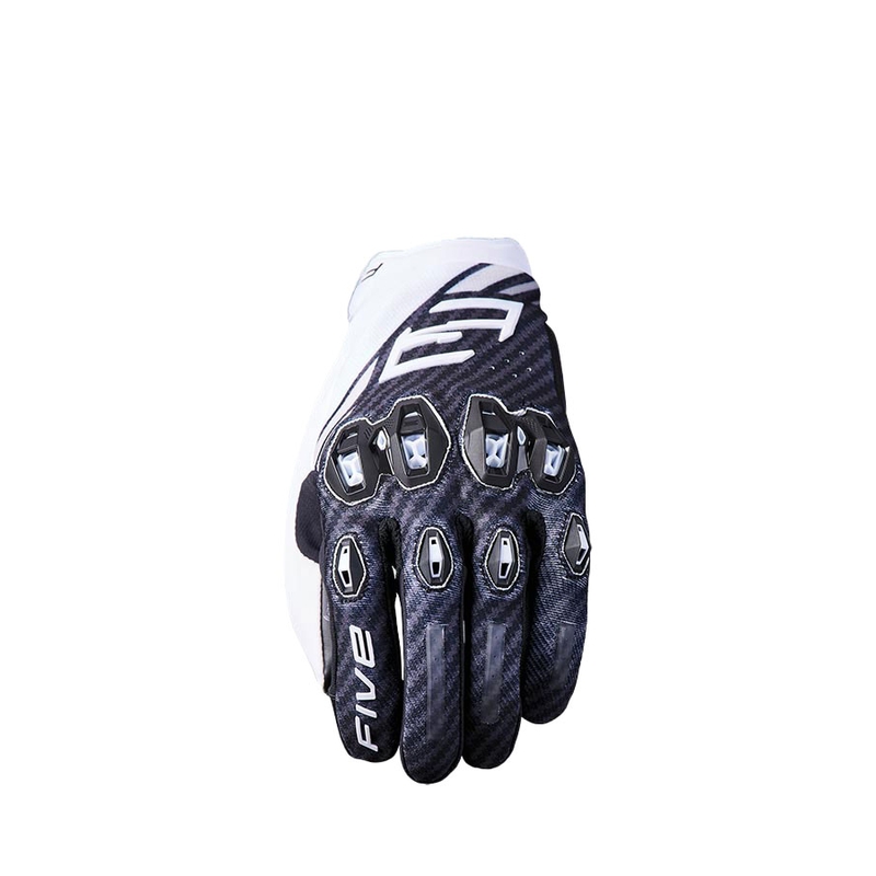 Mănuși moto Five Stunt Evo2 fibră alb-negru