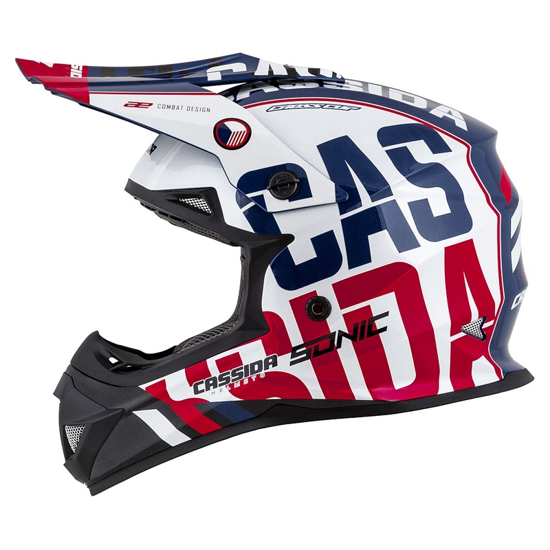 Casca motocross copii Cassida Cross Cup Sonic Junior rosu-albastru-alb-negru