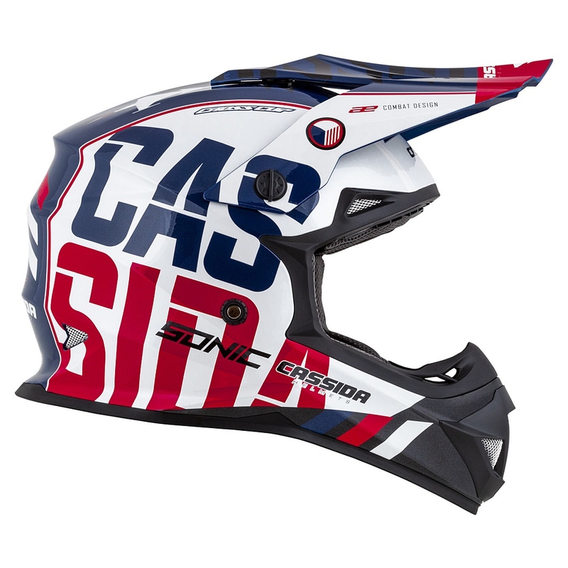 Casca motocross copii Cassida Cross Cup Sonic Junior rosu-albastru-alb-negru