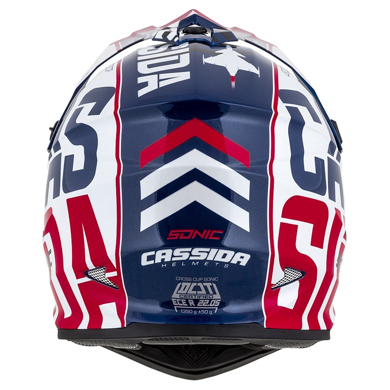 Casca motocross copii Cassida Cross Cup Sonic Junior rosu-albastru-alb-negru