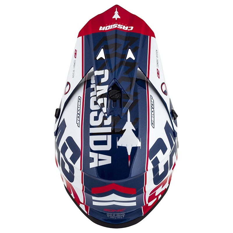 Casca motocross copii Cassida Cross Cup Sonic Junior rosu-albastru-alb-negru