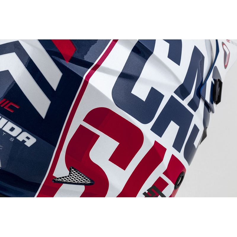 Casca motocross copii Cassida Cross Cup Sonic Junior rosu-albastru-alb-negru