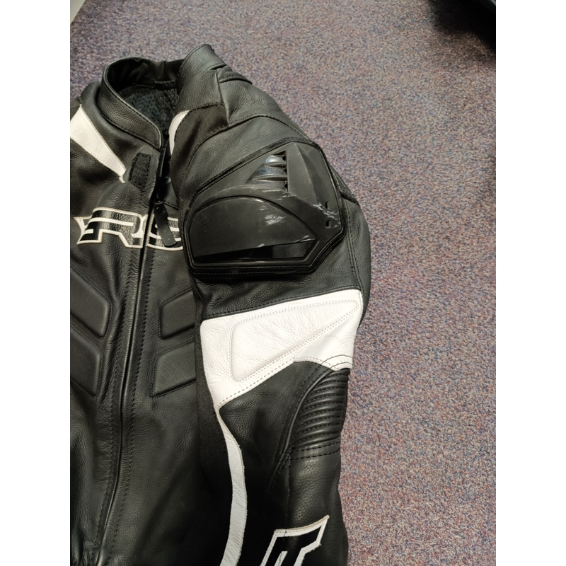 Costum moto RSA GPX 2 negru-alb - II. calitate