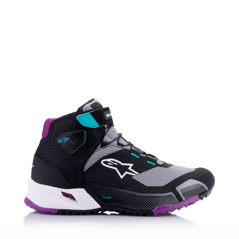 Ghete moto Alpinestars Stella CR-X Drystar pentru femei negru-gri-violet-turcoaz