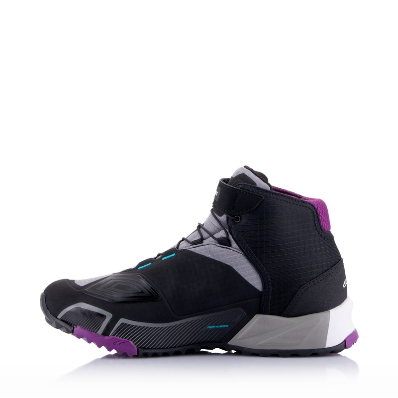 Ghete moto Alpinestars Stella CR-X Drystar pentru femei negru-gri-violet-turcoaz