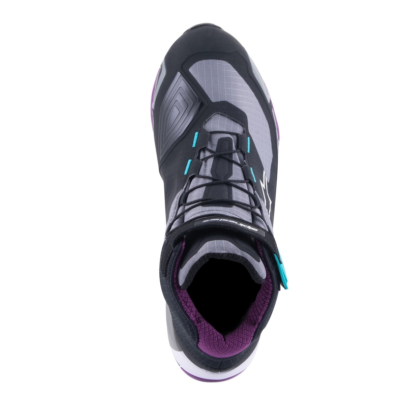 Ghete moto Alpinestars Stella CR-X Drystar pentru femei negru-gri-violet-turcoaz