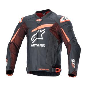 Geacă din piele moto Alpinestars GP Plus R 4 Rideknit negru-rosu fluo-alb