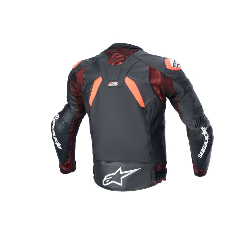 Geacă din piele moto Alpinestars GP Plus R 4 Rideknit negru-rosu fluo-alb