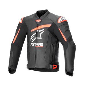 Geacă din piele moto Alpinestars GP plus R 4 Airflow negru-rosu fluo-alb