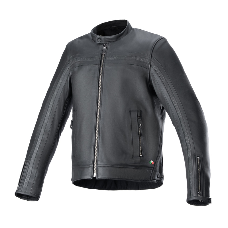 Jachetă de piele pentru motocicletă Alpinestars Dyno Negru-Negru