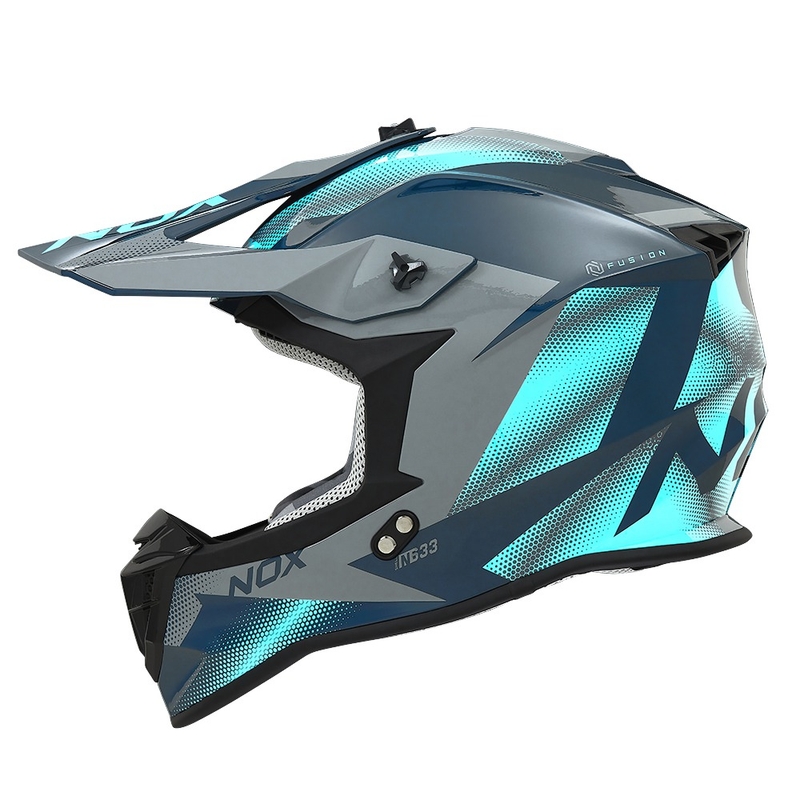 Casca motocross NOX N633 albastru-gri fluo