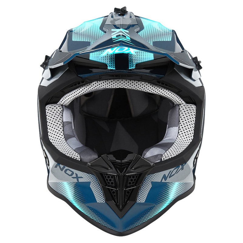 Casca motocross NOX N633 albastru-gri fluo