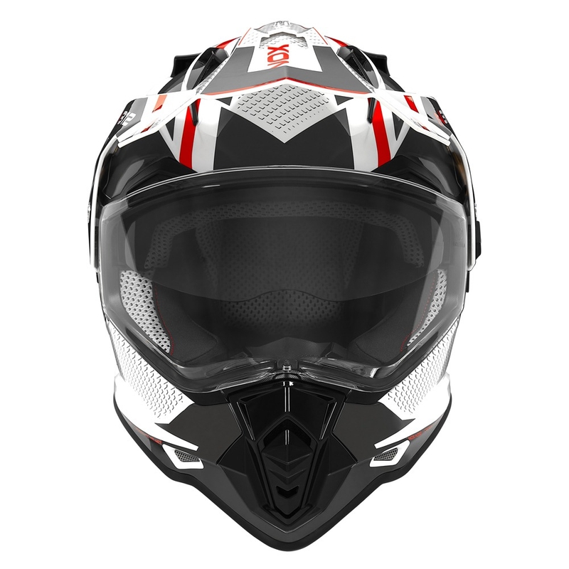 Casca Enduro NOX N312 Drone alb-negru-rosu