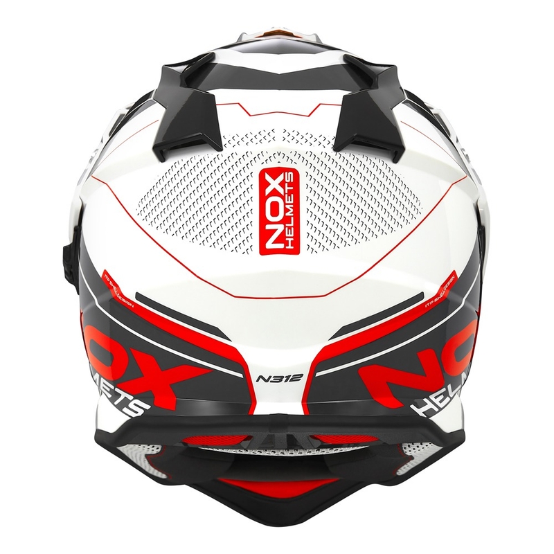 Casca Enduro NOX N312 Drone alb-negru-rosu