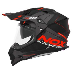 Casca enduro NOX N312 Drone negru-rosu mat