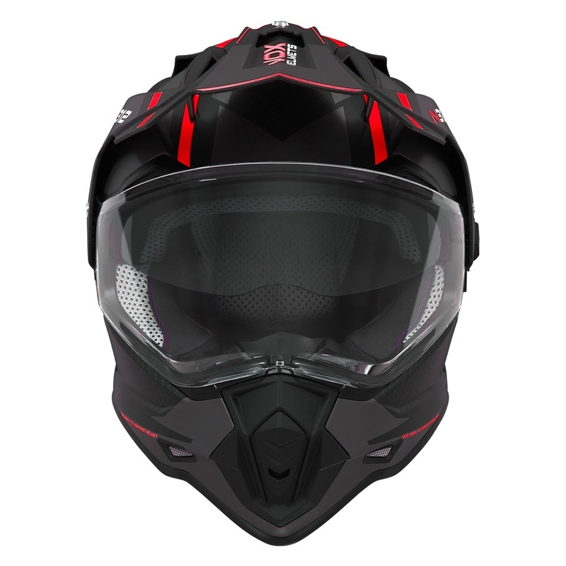 Casca enduro NOX N312 Drone negru-rosu mat