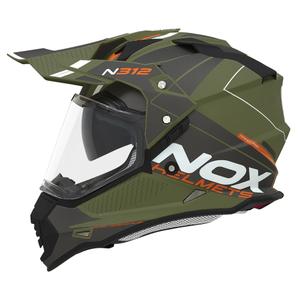 Casca Enduro NOX N312 Drone mat kaki-portocaliu