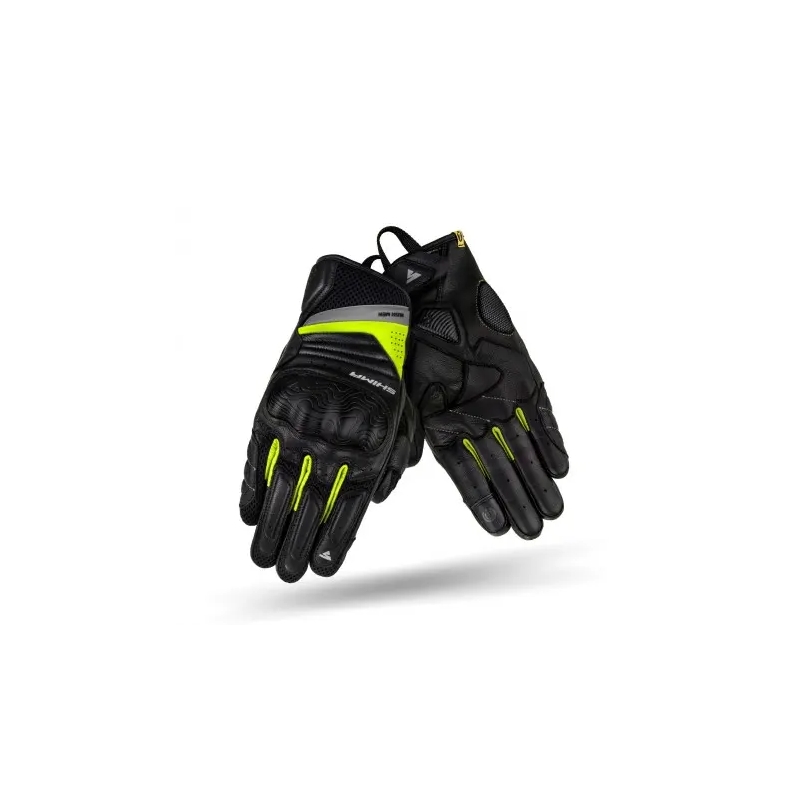 Mănuși de motocicletă Shima Rush negru-galben fluo