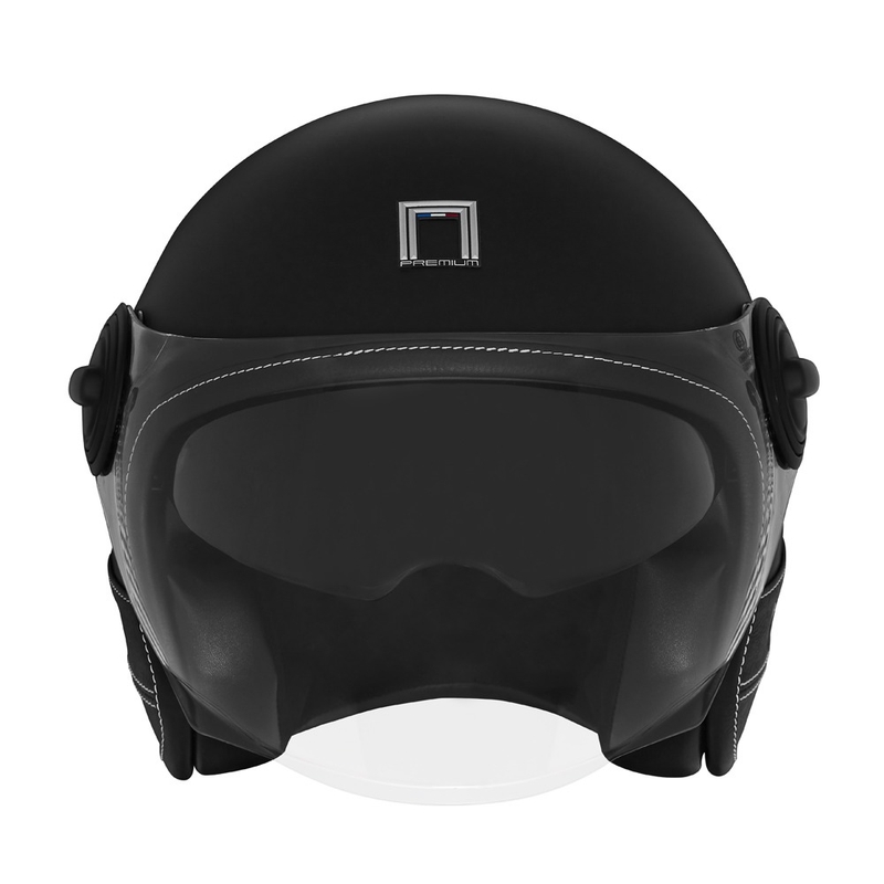 Cască de motocicletă deschisă NOX PREMIUM Heritage din piele neagră