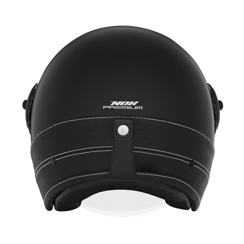 Cască de motocicletă deschisă NOX PREMIUM Heritage din piele neagră
