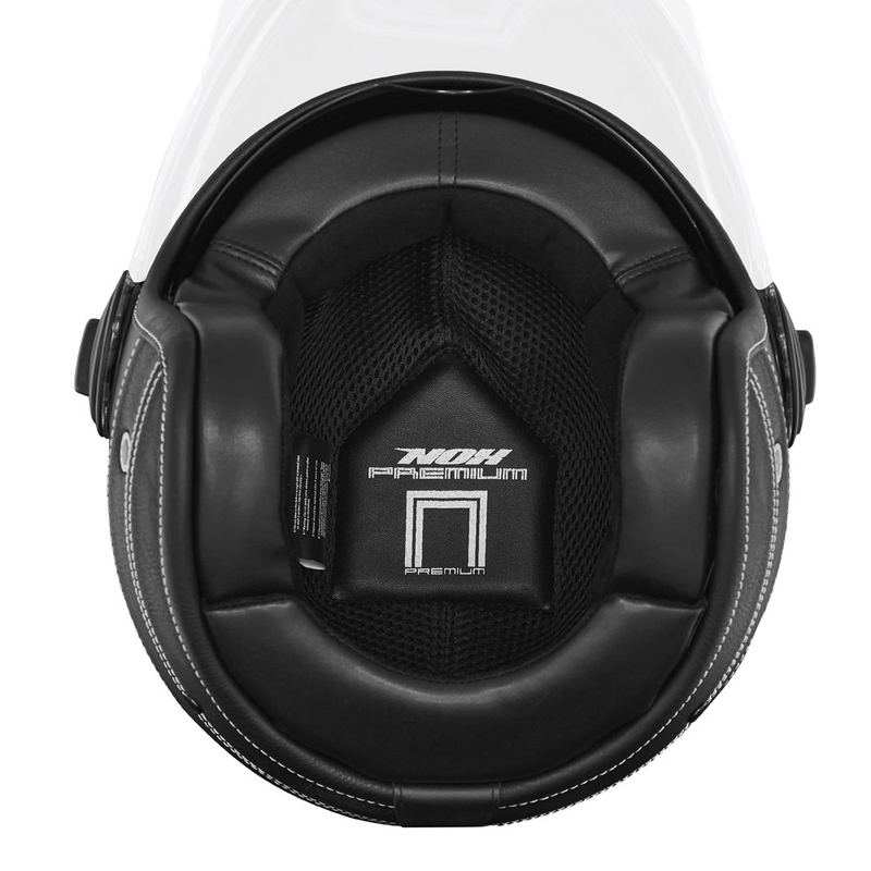 Cască de motocicletă deschisă NOX PREMIUM Heritage din piele neagră