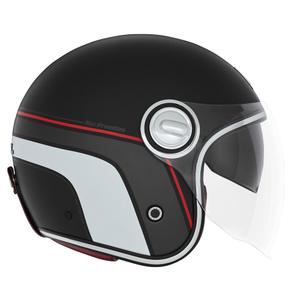 Casca moto deschisa NOX PREMIUM Heritage mat negru-rosu-alb