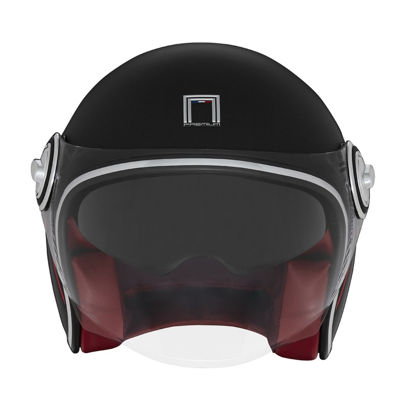 Casca moto deschisa NOX PREMIUM Heritage mat negru-rosu-alb