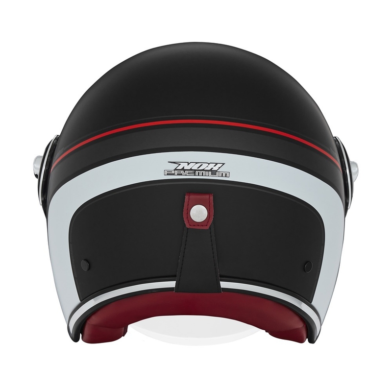 Casca moto deschisa NOX PREMIUM Heritage mat negru-rosu-alb