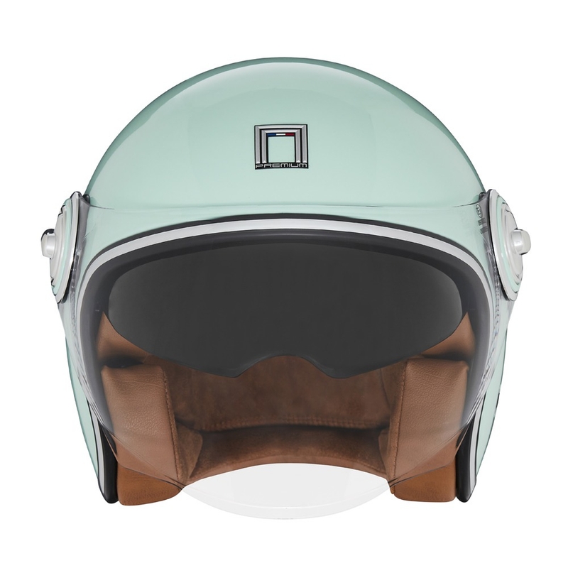 Cască de motocicletă NOX PREMIUM Heritage open face verde pastel