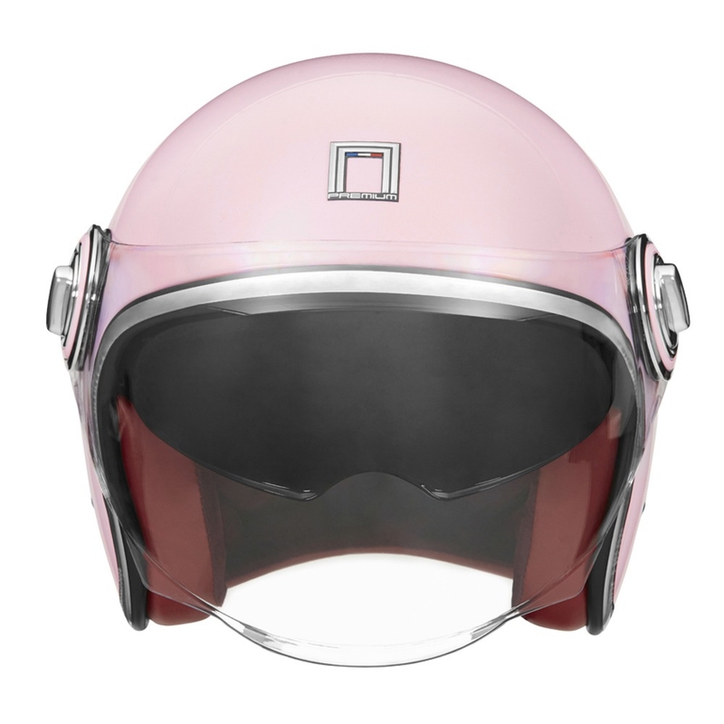 Casca moto deschisa NOX PREMIUM Heritage roz pastel