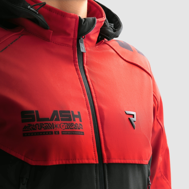 Geacă de motocicletă softshell Rebelhorn Slash negru-roșu