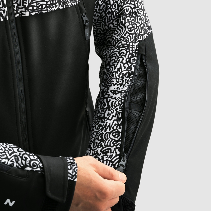 Jachetă de motocicletă softshell Rebelhorn Slash Noriaki alb-negru