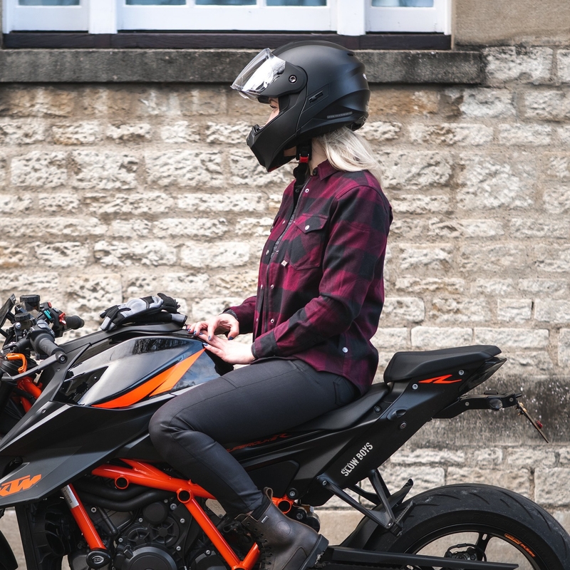 Cămașă moto damă Oxford Kickback 2.0 roșu-negru