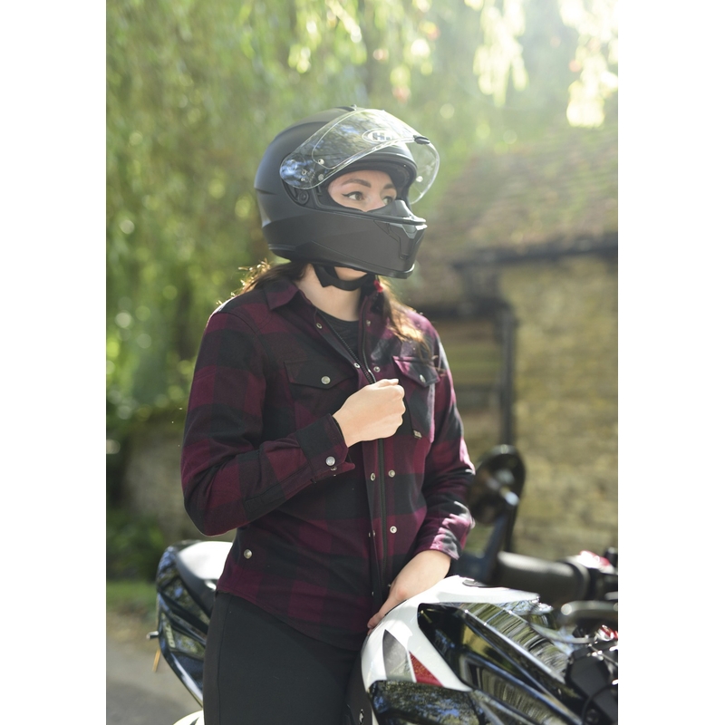 Cămașă moto damă Oxford Kickback 2.0 roșu-negru