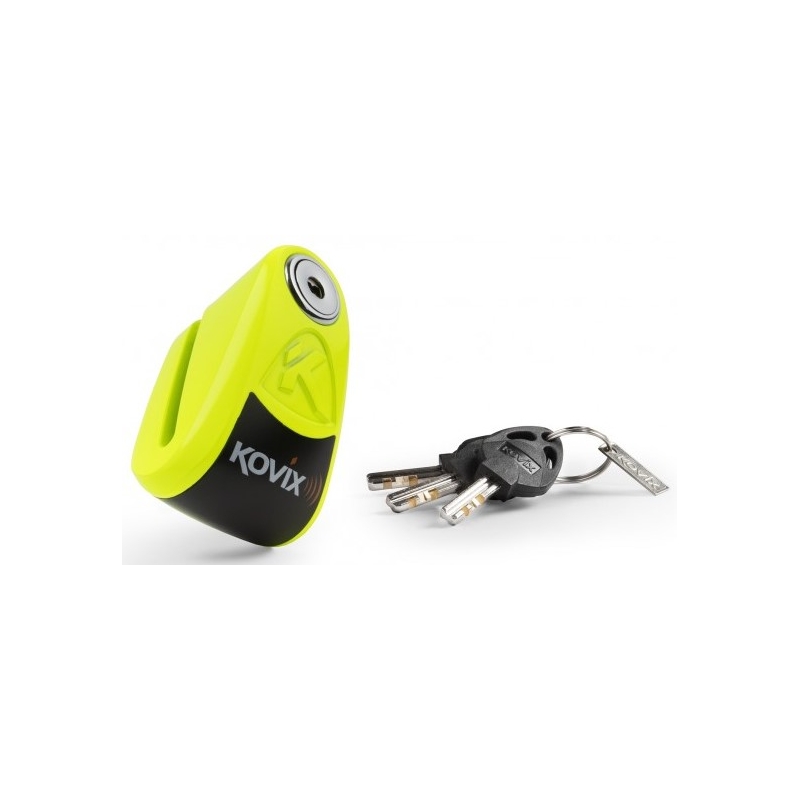 Blocaj pentru frâne pe disc cu alarmă KOVIX KAZ10 galben fluo