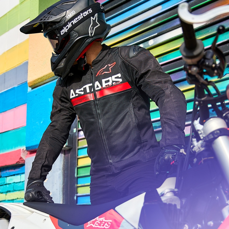 Jacheta moto Alpinestars SMX Air negru-rosu fluo