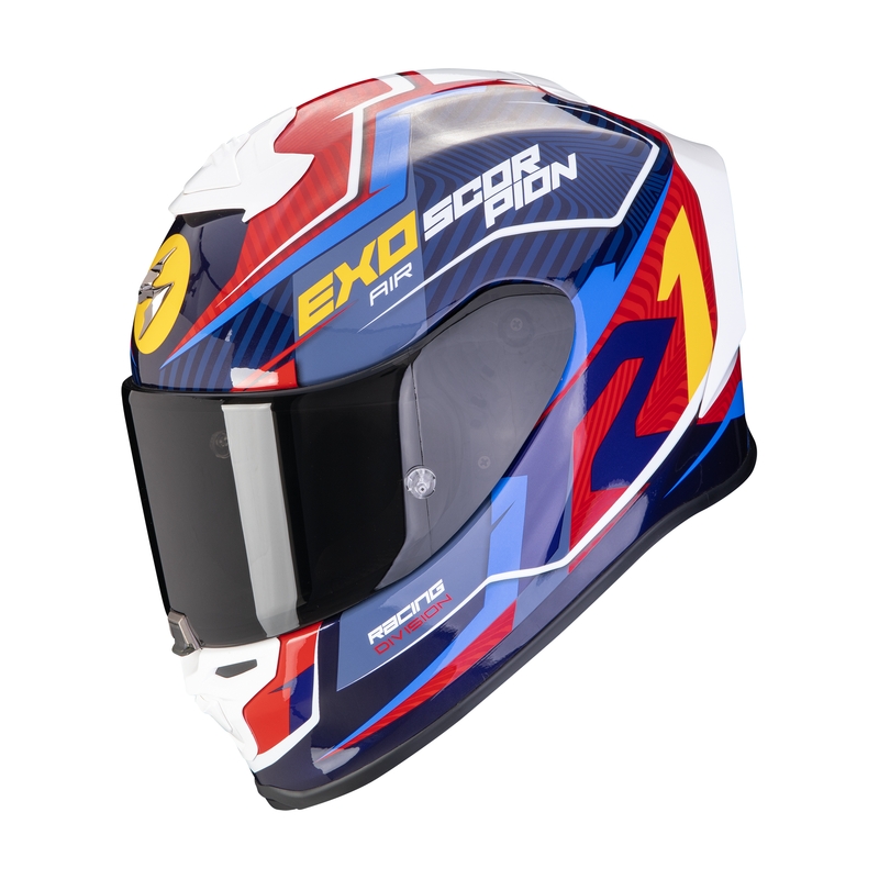 Casca moto integrala Scorpion EXO-R1 EVO AIR COUP albastru-rosu-galben lichidare