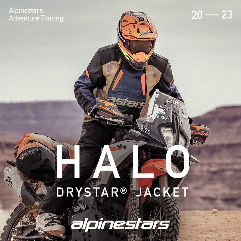 Jachetă moto Alpinestars Halo Drystar Albastru închis-Kaki-Portocaliu-Negru