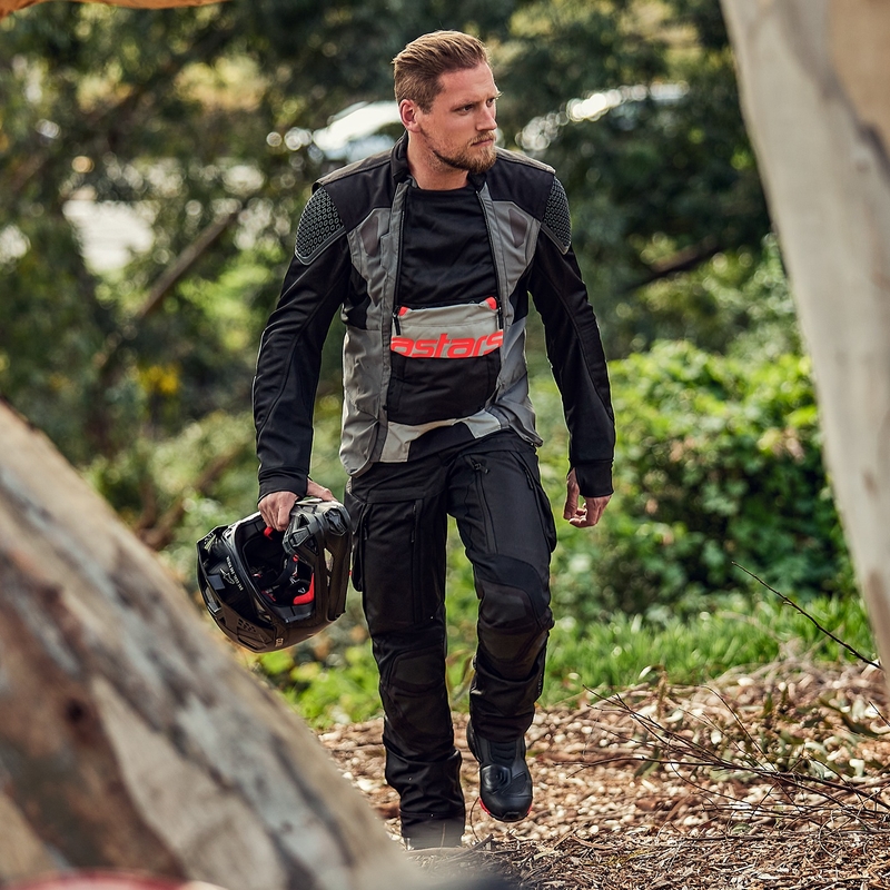 Jachetă moto Alpinestars Halo Drystar Gri deschis-Gri închis-Negru-Roșu fluo
