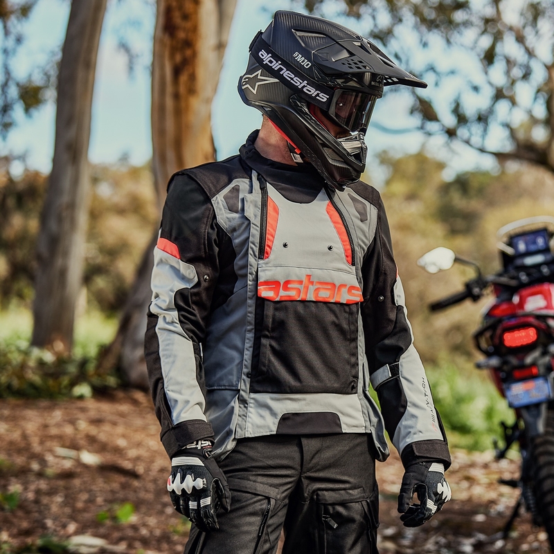 Jachetă moto Alpinestars Halo Drystar Gri deschis-Gri închis-Negru-Roșu fluo